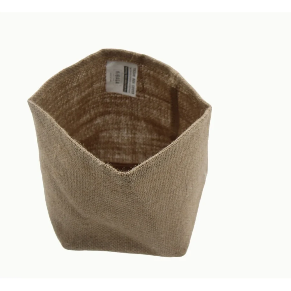 Kibaga Burlap Tissue Box Cover Square Farmhouse Rustic Decor Tan 4.6x4.6x5.1